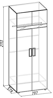 Шкаф для одежды 1 Hyper (Фасад Венге) Глазов схема