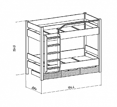 Кровать двухярусная №3 Корвет схема