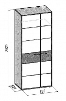 Шкаф для платья МДК 4.14 модуль 129 Корвет схема