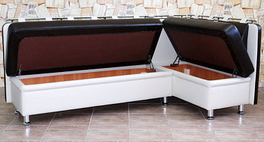 Кухонный угловой диван Метро PLT с ящиками белый+черный
