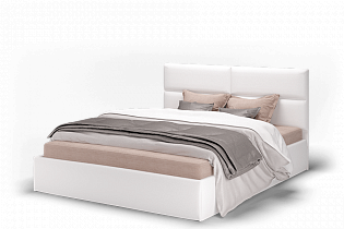 Кровать Сити 1600 с подъемным механизмом экокожа vega white в интернет-портале Алеана-Мебель
