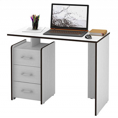 Письменный стол Слим-1 Мастер белый, кромка венге