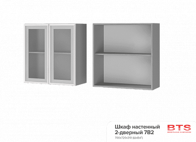 Шкаф настенный 2-дверный со стеклом Титан 7В2 в интернет-портале Алеана-Мебель