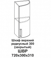 Шкаф верхний радиусный 300 (закрытый) Контемп