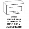 Шкаф верхний со стеклом 6х, Крафт в интернет-портале Алеана-Мебель