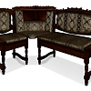 Кухонный угловой диван из массива  Картрайд с художественной резьбой ВМК-Шале цвет: персия, махагон