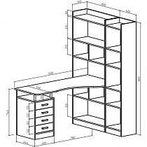 Стол со стеллажом Атлант 184 ВМФ схема