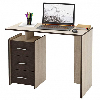 Письменный стол Слим-1 Мастер дуб сонома+венге, кромка венге