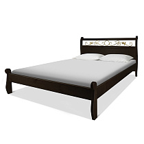 Кровать Емеля ВМК-Шале расцветка каштан с постелью общий вид