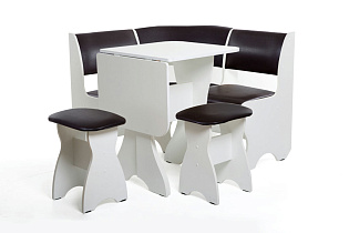 Обеденная группа Тюльпан-мини Бител расцветка белая цвет обивки кожзам умбер стол сложенный общий вид