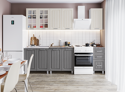 Кухня Луксор мини 2,0, клен кремовый/клен серый в интернет-портале Алеана-Мебель