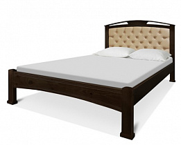 Мягкая кровать Мира ВМК-Шале цвет венге + бежевая кожа