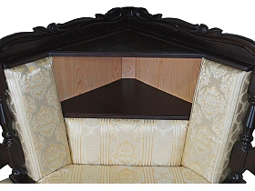 Кухонный угловой диван из массива  Картрайд с художественной резьбой ВМК-Шале цвет: каштан, персия угловой элемент с баром