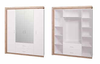 Шкаф  распашной 4-х дверный с зеркалом Люмен 16 в интернет-портале Алеана-Мебель