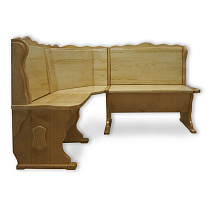 Кухонный диван из массива Шерлок без обивки угловой ВМК-Шале цвет ольха вид с короткой стороны