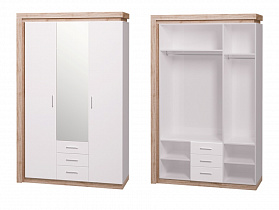 Шкаф 3-х дверный с зеркалом, 3 ящика Люмен 15 в интернет-портале Алеана-Мебель