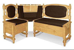 Кухонный диван из массива Картрайд с углубленным ящиком угловой цвет: сосна
