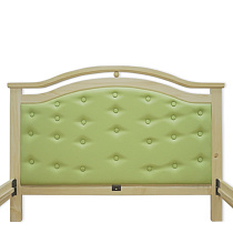 Кровать Ария с кожей ВМК-Шале цвет сосна зеленое изголовье вид прямо