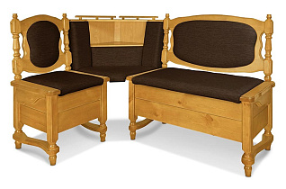 Кухонный диван из массива Картрайд с углубленным ящиком угловой цвет: ольха