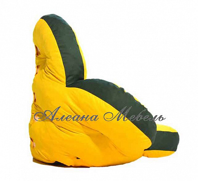 Кресло футон Цветок желтый + темно-зеленый вид сбоку