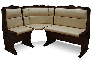 Кухонный угловой диван из массива Шерлок с обивкой ВМК-Шале цвет каштан