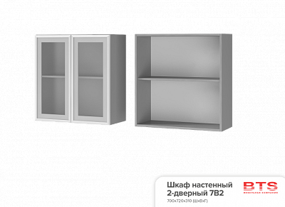 Шкаф настенный 7В2 2-дверный со стеклом Арабика в интернет-портале Алеана-Мебель