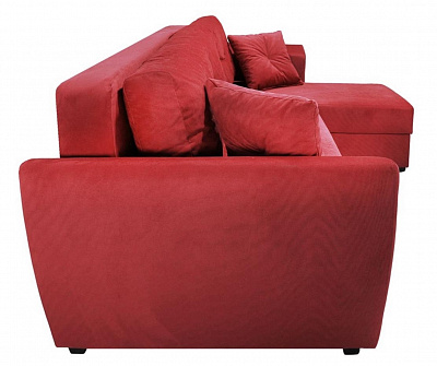 Угловой диван Амстердам велюр красный Фотодиван вид сбоку