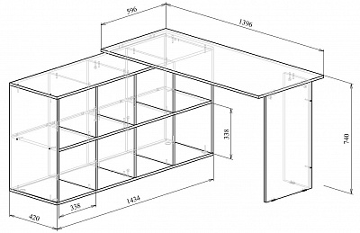 Стол письменный угловой Прайм-70 Мастер схема