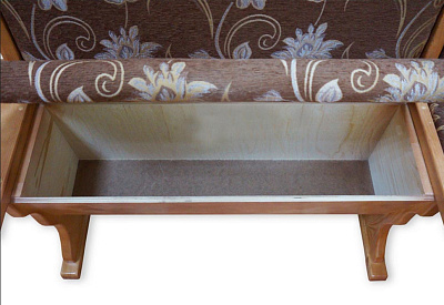Кухонный угловой диван из массива Шерлок с обивкой ВМК-Шале фрагмент открытого сидения
