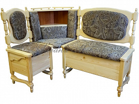 Кухонный диван из массива Картрайд с углубленным ящиком угловой сосна