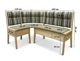 Кухонный уголок Кристофер с резьбой Шале подробные размеры