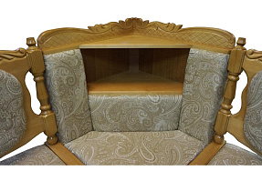 Кухонный угловой диван из массива  Картрайд с художественной резьбой ВМК-Шале угловой элемент с баром