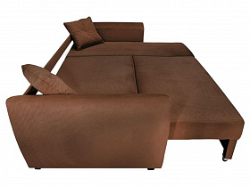 Угловой диван Амстердам велюр коричневый Фотодиван в разложенном виде