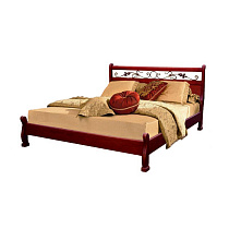 Кровать Емеля ВМК-Шале расцветка клен с комплектом постели общий вид