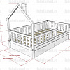Детская кроватка домик БК-08 ВЭФ схема чертеж с размерами