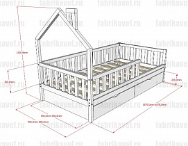 Детская кроватка домик БК-08 ВЭФ схема чертеж с размерами