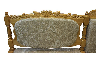 Кухонный угловой диван из массива  Картрайд с художественной резьбой ВМК-Шале увеличенный фрагмент спинки
