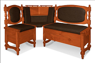 Кухонный диван из массива Картрайд с углубленным ящиком угловой цвет: груша