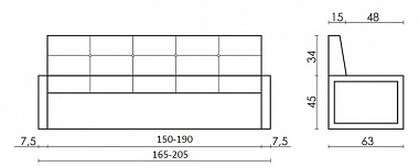 Кухонный диван Бали прямой Седьмая карета схема с размерами