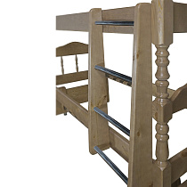 Детская кровать из массива 3-х ярусная Альбион ВМК-Шале цвет дуб боковая лестница вблизи