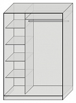 Наполнение: Бельевое 4 полки и платяное+полка под головные уборы и штанга для одежды (до 1800мм)