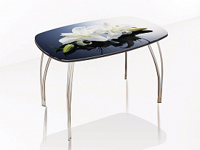 Стол обеденный 800 со стеклом Лотос (Лилии) в интернет-портале Алеана-Мебель