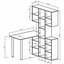 Стол со стеллажом Феликс 36 ВМФ схема чертеж