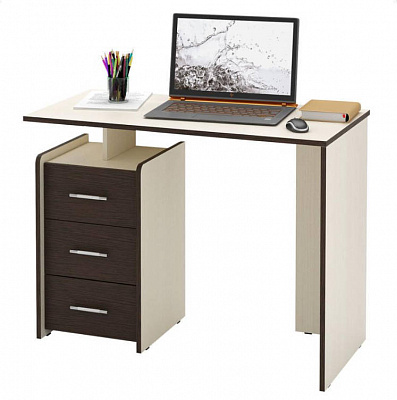 Письменный стол Слим-1 Мастер дуб молочный+венге, кромка венге