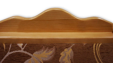 Кухонный угловой диван из массива Шерлок с обивкой ВМК-Шале накладка из массива дерева