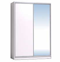 Шкаф-купе 1600 Домашний зеркало/лдсп + шлегель,Белый в интернет-портале Алеана-Мебель