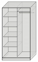 Наполнение: Бельевое 4 полки и платяное+полка под головные уборы и штанга для одежды (от 1200мм шириной)