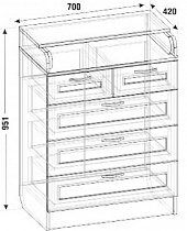 Комод пеленальный К-19.1 МДФ Смоленск схема с размерами