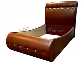 Кровать с мягким изголовьем Гретта Шале коричневая кожа общий план
