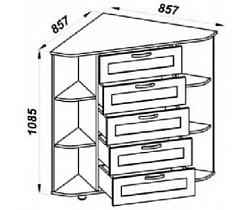 Комод-тумба ТВ угловой К-18.1 ЛДСП Смоленск схема с размерами
